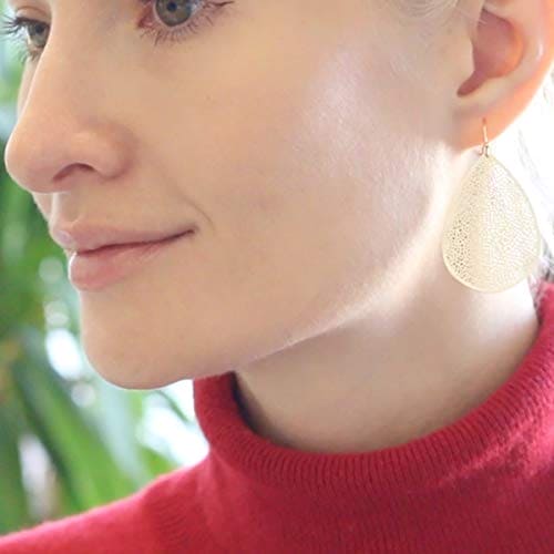 Gold Dangle Earrings For Women - Gold Leaf Earrings For Women, Womens Earrings Dangling, Dangly Earrings, Gold Drop Earrings for Women, Leaf Gold Earrings for Women Dangle, Gold-Tone Boho Earrings