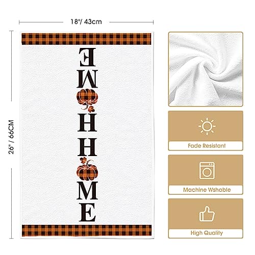 Artoid Mode Buffalo Plaid Pumpkin Home Maple Leaf Fall Kitchen Towels Dish Towels, 18 x 26 Inch Harvest Thanksgiving Towels for Cooking Baking Set of 4
