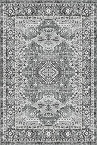 Rugland 8x10 Area Rugs - Stain Resistant Washable Rug, Anti Slip Backing for Living Room, Boho Vintage Tribal Ultra Soft and Smooth(TPR07-Grey, 8'x10')