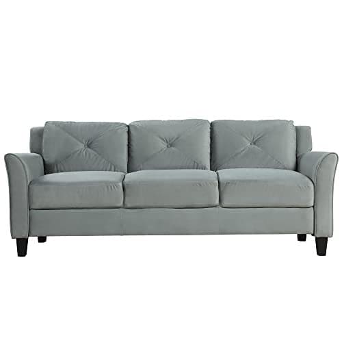 P PURLOVE 3 Pieces Polyester Blend Button Tufted Sofa Set, Living Room Furniture Set, 1 Armchair, 1 Loveseat, 1 Sofa (Gray) Easy Spot Cleaning