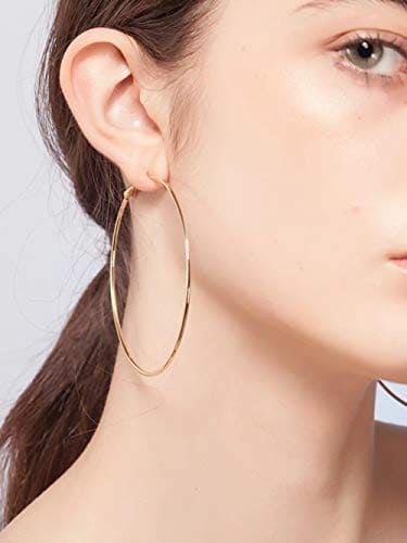 Cocadant 3 Pairs 60mm Big Hoop Earrings for Women Girls,Stainless Steel Earrings 14K Gold Plated Rose Gold Plated Silver Hypoallergenic Hoops set