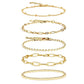 CONRAN KREMIX Gold Bracelet for Women Girls 14K Real Gold Jewelry Dainty Chain Link Paperclip Bracelets Stake Layered Metal Link Bracelet Set Fashion Jewelry For Women