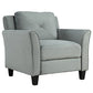 P PURLOVE 3 Pieces Polyester Blend Button Tufted Sofa Set, Living Room Furniture Set, 1 Armchair, 1 Loveseat, 1 Sofa (Gray) Easy Spot Cleaning