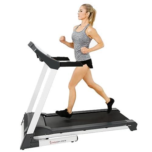 Sunny Health & Fitness Performance Treadmill with Auto Incline, Bluetooth, Dedicated Speed Buttons, Double Deck Technology, Digital Performance Display with BMI Calculator and Pulse Sensors - SF-T7515