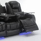 Home Theater Seating Seats, Movie Theater Chairs Theater Recliner with LED Ambient Lighting, Lumbar Pillow, Touch Reading Lights, Tray Table, Power Recline, with Center Drop Down Console, Black