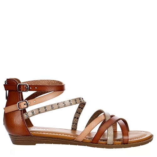 Limelight Vanya - Womens Open Toe Zip Up Low Heel Ankle Strap Sandal Flat Brown Medium Width Extra Support