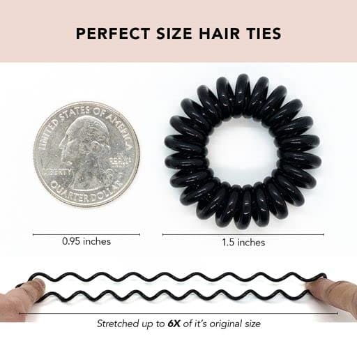 Kitsch Spiral Hair Ties for Women - Waterproof Ponytail Holders | Stylish Phone Cord Hair Ties & Hair Coils for Girls | Coil Hair Ties for Thick Hair & Thin Hair, 8 Pcs (Brunette)