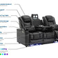 Home Theater Seating Seats, Movie Theater Chairs Theater Recliner with LED Ambient Lighting, Lumbar Pillow, Touch Reading Lights, Tray Table, Power Recline, with Center Drop Down Console, Black