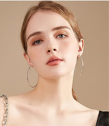 Cocadant 3 Pairs 60mm Big Hoop Earrings for Women Girls,Stainless Steel Earrings 14K Gold Plated Rose Gold Plated Silver Hypoallergenic Hoops set
