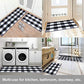 Carvapet 2 Pieces Buffalo Plaid Rug Set Water Absorbent Microfiber Non-Slip Kitchen Rug for Laundry, Door Entry 17"x48"+17"x24", Black and White