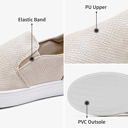 Adokoo Women's Slip On Shoes Fashion PU Leather Sneaker Casual Walking Shoes Breathable