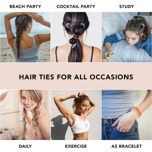 Kitsch Spiral Hair Ties for Women - Waterproof Ponytail Holders | Stylish Phone Cord Hair Ties & Hair Coils for Girls | Coil Hair Ties for Thick Hair & Thin Hair, 8 Pcs (Brunette)