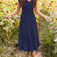 MEROKEETY Women's Casual Ruffle Midi Dress V Neck Flowy Long Sun Dress