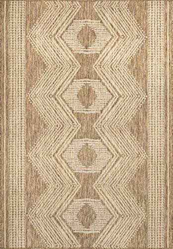 nuLOOM Ranya Tribal Indoor/Outdoor Area Rug, 8x10, Light Brown Thick Rug Easy to Clean