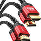 JSAUX 8K HDMI 2.1 10FT 2-Pack 48Gbps 8K & 4K Ultra High Speed Cords(8K@60Hz 7680x4320, 4K@120Hz) eARC HDR10 HDCP 2.2 & 2.3 3D, Compatible for PS5/PS4/X-Box/Roku TV/HDTV/Blu-ray/LG/Samsung QLED