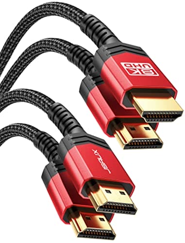 JSAUX 8K HDMI 2.1 10FT 2-Pack 48Gbps 8K & 4K Ultra High Speed Cords(8K@60Hz 7680x4320, 4K@120Hz) eARC HDR10 HDCP 2.2 & 2.3 3D, Compatible for PS5/PS4/X-Box/Roku TV/HDTV/Blu-ray/LG/Samsung QLED