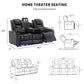 Home Theater Seating Seats, Movie Theater Chairs Theater Recliner with LED Ambient Lighting, Lumbar Pillow, Touch Reading Lights, Tray Table, Power Recline, with Center Drop Down Console, Black