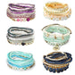 LOYALLOOK 6 Sets Bohemian Stackable Bead Bracelets for Women Stretch Bohemian Style Stretch Multilayered Boho Bracelet Set