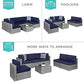 Best Choice Products 7-Piece Modular Outdoor Sectional Wicker Patio Furniture Set w/ 6 Chairs, 2 Pillows, Seat Clips, Coffee Table, Cover Included - Gray/Navy