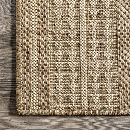 nuLOOM Ranya Tribal Indoor/Outdoor Area Rug, 8x10, Light Brown Thick Rug Easy to Clean