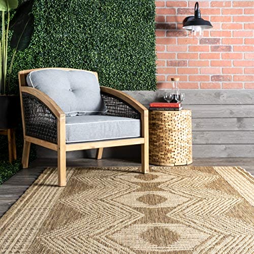 nuLOOM Ranya Tribal Indoor/Outdoor Area Rug, 8x10, Light Brown Thick Rug Easy to Clean