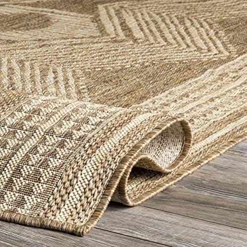 nuLOOM Ranya Tribal Indoor/Outdoor Area Rug, 8x10, Light Brown Thick Rug Easy to Clean