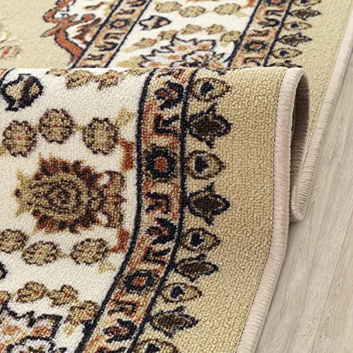 Antep Rugs Alfombras Oriental Traditional 8x10 Non-Skid (Non-Slip) Low Profile Pile Rubber Backing Indoor Area Rugs for Dining Room Living room Bedroom(Beige, 7'10" x 10')