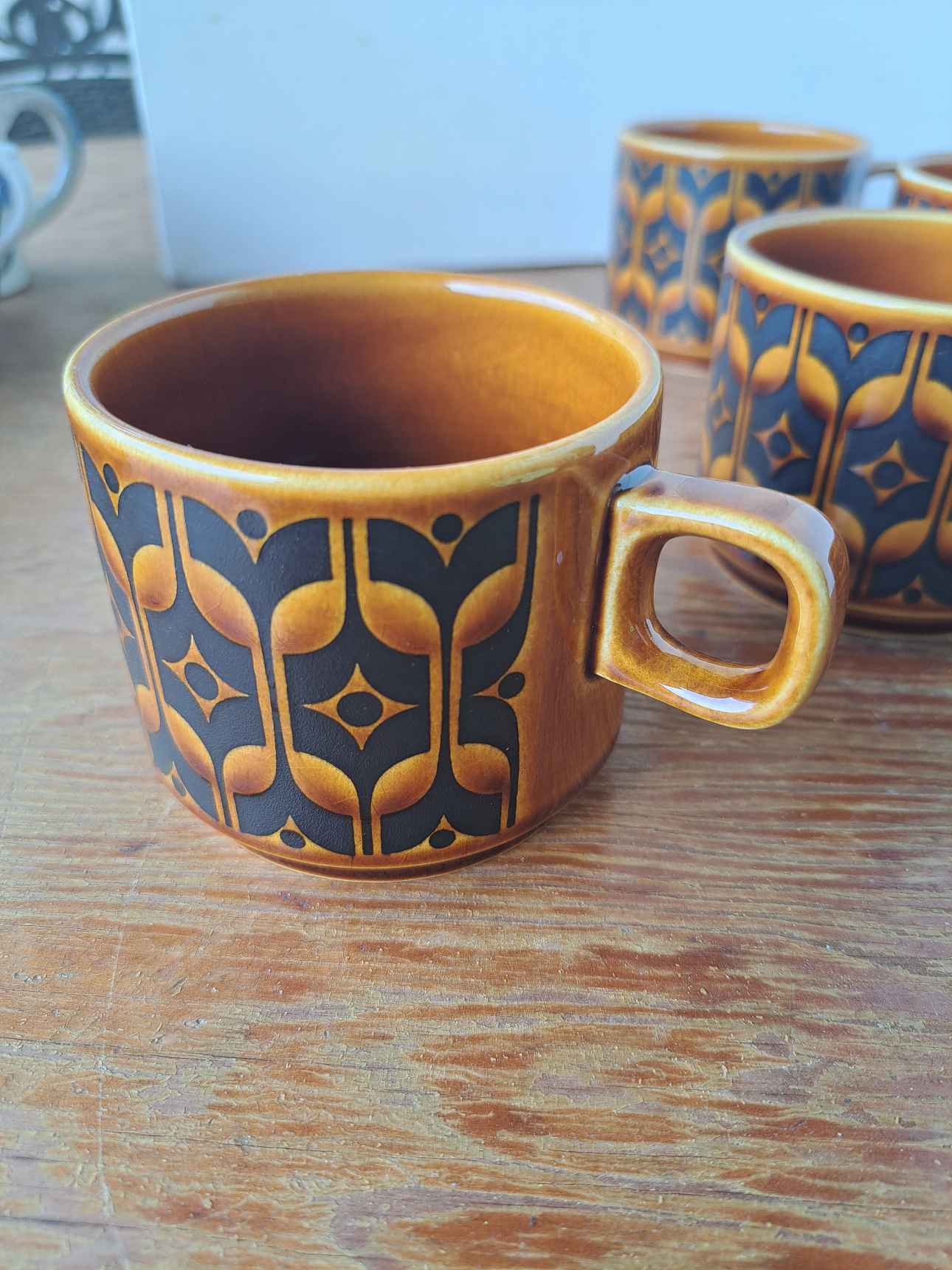 Vintage Hornsea Autumn Tone Pottery England Coffee Mug Set of 5