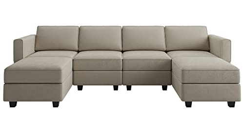 Belffin Modular Sectional Sofa with Reversible Chaises U Shaped Sectional Couch with Storage Seat Grey Adjustable Backrest and Armrest