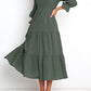 BTFBM Women Casual Long Sleeve Crew Neck Fall Dress Relaxed Fit Floral Flowy Maxi Dresses Tiered Cocktail Dress