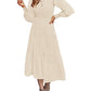 ZESICA Women's 2023 Casual Long Sleeve Crew Neck High Waist Smocked Flowy Tiered Midi Dress For all Occasions