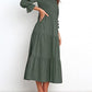 BTFBM Women Casual Long Sleeve Crew Neck Fall Dress Relaxed Fit Floral Flowy Maxi Dresses Tiered Cocktail Dress