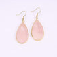 BaubleStar Natural Crystal Healing Birth Stone Statement Drop Earrings Pink Teardrop Quartz Dangle Gold Fashion Jewelry for Women Girls