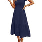 MEROKEETY Women's Casual Ruffle Midi Dress V Neck Flowy Long Sun Dress