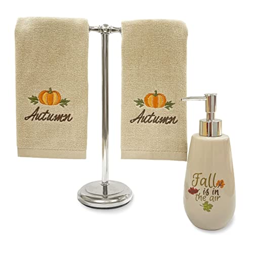 Avanti Linens - Bathroom Accessories, 3-Piece Set Including Soap Dispenser & Bathroom Towels, Autumn Bath Decor
