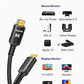 Snowkids 10K 8K HDMI Cable 2.1 10FT/3M 48Gbps, Certified 48Gbps High Speed 3D 8K60 4K120 144Hz Braided HDMI Cord eARC HDR10 HDCP 2.2&2.3 Compatible with Roku TV/PS5/HDTV/Blu-ray Black Durable High Quality Material
