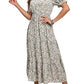 GRECERELLE Women Fall Casual Loose Crew Neck Boho, Floral Print Ruffle Puff Sleeve, High Waist Dress