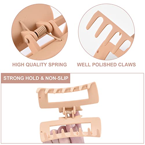 12 Pcs Rectangle Hair Clips, Hair Accessories for Women and Girls, Including 6 Pcs 4 Inch Large Claw Clips for Thick Hair and 6 Pcs 2 inch Small Hair Claw Clips for Thin Hair Set Matte Coating (Neutral)