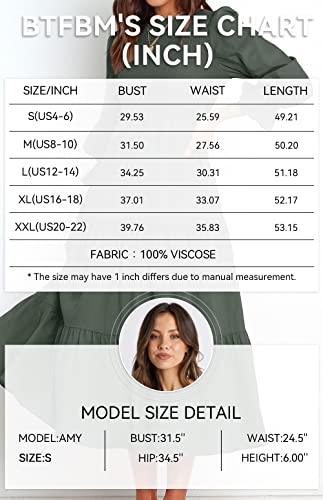 BTFBM Women Casual Long Sleeve Crew Neck Fall Dress Relaxed Fit Floral Flowy Maxi Dresses Tiered Cocktail Dress