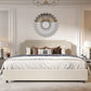 Queen Size Bed Frame Upholstered Low Profile Traditional Platform with Tufted and Nail Headboard/No Box Spring Needed/No Bed Skirt Needed/Linen Fabric Upholstery (Beige Queen Size) 4 drawers