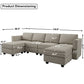 Belffin Modular Sectional Sofa with Reversible Chaises U Shaped Sectional Couch with Storage Seat Grey Adjustable Backrest and Armrest