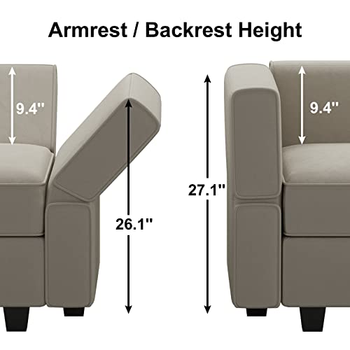 Belffin Modular Sectional Sofa with Reversible Chaises U Shaped Sectional Couch with Storage Seat Grey Adjustable Backrest and Armrest