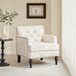 Iroomy Linen Accent Chairs for Living Room, Mid Century Modern Armchair with Thick Cushion and Wood Frame, Comfy Reading Sofa Chair for Bedroom,  Solid Wood FrameBeige