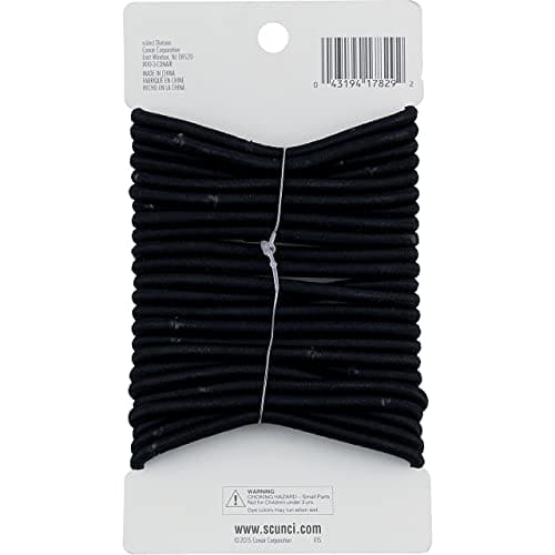 Scunci Effortless Beauty No-damage Black Elastics, Thick Hair 24 ea (Pack of 3)