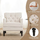 Iroomy Linen Accent Chairs for Living Room, Mid Century Modern Armchair with Thick Cushion and Wood Frame, Comfy Reading Sofa Chair for Bedroom,  Solid Wood FrameBeige