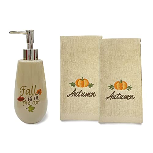 Avanti Linens - Bathroom Accessories, 3-Piece Set Including Soap Dispenser & Bathroom Towels, Autumn Bath Decor
