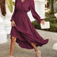 MASCOMODA Women Boho Maxi Dress 2023 Long Sleeve V Neck Swiss Dot Smocked High Waisted Button, Anti-Wrinkle Ruffle Tiered Fall Dress