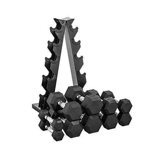 CAP Barbell 150 Lb Dumbbell Set with Vertical A-Frame Rack, Carbon Durable and Reliable