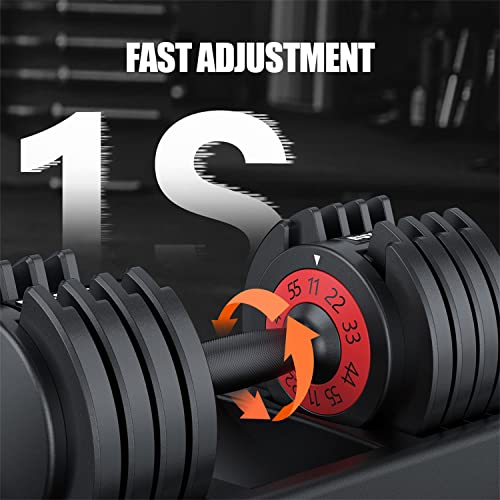 Adjustable Dumbbell 55LB 5 In 1 Single Dumbbells for Multiweight Options with Anti-Slip Metal Handle Ideal for Home Gym Workouts