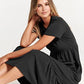 ANRABESS Women's Fall Casual Short Sleeve Crewneck Swing Dress Flowy Tiered Maxi Beach Dress with Pockets 727heise-M Black